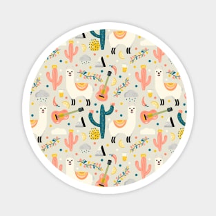 Llama and Cactus on Pastel Colors Magnet